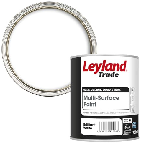 Leyland Trade - Multi Surface Paint - Brilliant White - 2.5L | Smooth Matt Finish, Interior Walls, Ceilings, Wood & Metal, Suitable for 12 Different Surfaces, Moisture Resistant