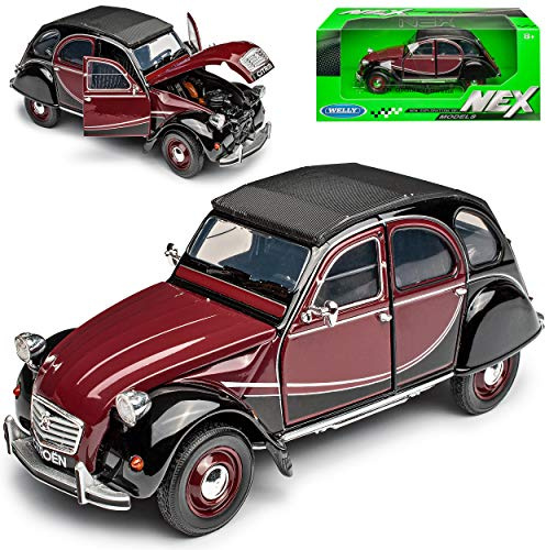 Welly Citroen 2cv Braun Rot Schwarz Charleston 6 Ente 1949-1990 1/24 Modell Auto mit individiuellem Wunschkennzeichen