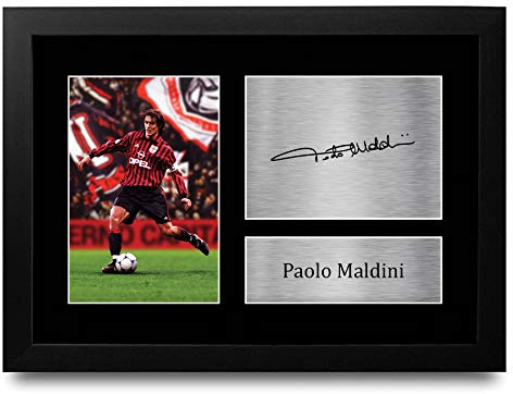 HWC Trading FR A4 Paolo Maldini Mailand Gifts gedrucktes Autogramm für Fans und Fans – A4 gerahmt