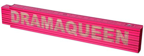 TE-Trend 2 m tumstock rosa meterstav personlig tumstock kvinnor laser gravyr skala citat Dramaqueen rosa