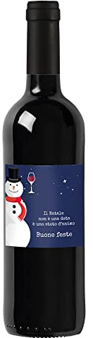 Bottiglia di vino rosso personalizzata IGT Toscana Rosso - Idea regalo esclusiva e originale per Natale! (Personaggi natalizi)