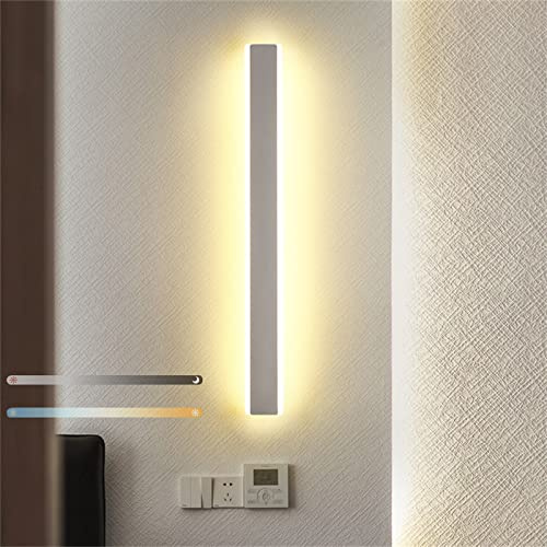 LED Streifen Wandleuchte Innen Dimmbar Lang Strip Wandlampe Wohnzimmer Modern Nachtlampe 3 Farbtemperatur Einstellbar Wandbeleuchtung für Schlafzimmer Wohnzimmer Flur Treppenhaus (Weiß,80cm 36W)
