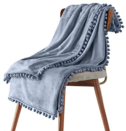 Ergocar Wohndecke, Decke mit Bommeln, Hochwertige Weich Sofadecke, Kuscheldecke Flauschig & Super Weich, Wohndecke Dekorative für Alle Jahreszeiten, für Sofa Couch Bett