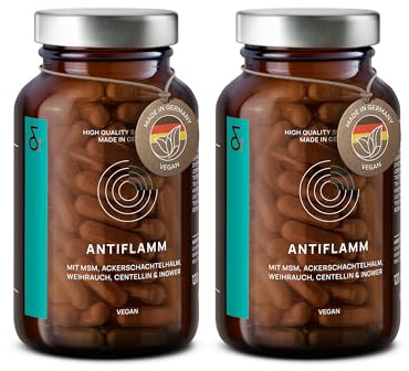 2er Set - ANTIFLAMM - Weihrauch Ackerschachtelhalm MSM Kapseln hochdosiert - mit Gotu Cola & Ingwer Extrakt - 240 Boswellia Serrata Gelenkkapseln