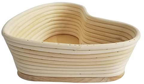 BESTonZON Herzförmiger Gärkörbchen Aus Natürlichem Weinreben Material Mit Deckel 24,5 x 22cm Für Sauerteig Und Handwerkliches Brot