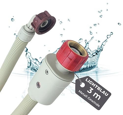 LICHTBLAU Tuyau d'arrivée d'eau de sécurité Aquastop I 3,0 m I avec filetage métallique 3/4 pouce pour lave-linge et lave-vaisselle Soupape de sécurité Aquastop Certification VDE