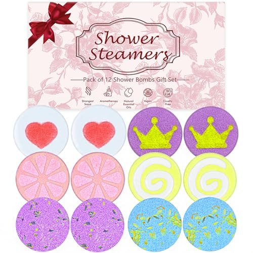 Lanwexy Shower Steamers, 12 PCS Shower Bombs for Women and Men Present, Aromatherapy Bath Bombs Shower Tablets with Natural Essential Oils for Birthday, Christmas, Valentines Present