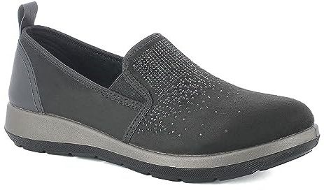 PantoSCARPE Mocassini Donna con Brillantini, Scarpe Comode Donna con Plantare Estraibile Imbottito, Nero, 40