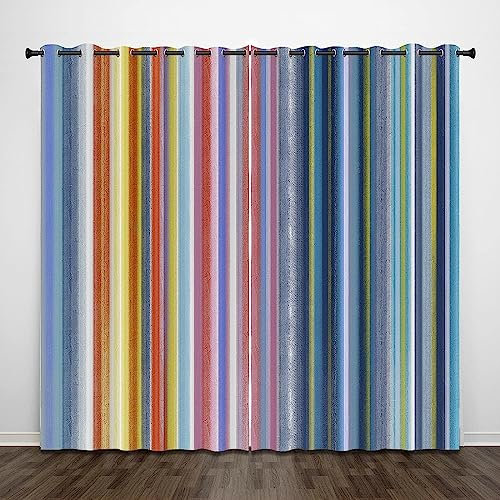 Kinder Verdunkelungsvorhänge Einfache Farbige Linien 3D Polyester Ösen Vorhang, Für Wohnzimmer Schlafzimmer Blickdicht Schallschutzvorhänge 2Er Set 2X 280 X 180 cm (B X H) -Esszimmervorhang