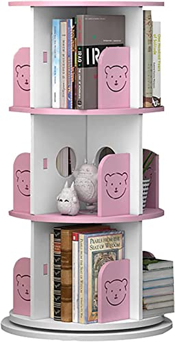CENAP Multifunktionales Aufbewahrungsregal aus Holz, niedlicher Kleinkind-Buch-Organizer für Spielzimmer, Kinderzimmer, bodenstehendes Bücherregal für Kinder, drehbares Kinder-Bücherregal, weiß, 3