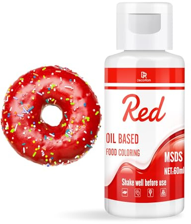 Fettlösliche Lebensmittelfarbe für Schokolade - 60ml Ölbasis Lebensmittelfarben für Fondant, Torten Dekoration, Backen - Flüssige Food Coloring für Kakaobutter, Buttercream, Kuchen (Rot)