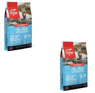 Orijen Cat Six Fish | Confezione Doppia | 2 x 340 g | Alimento completo per gatti adulti | 85% di ingredienti animali di alta qualità | pesce, frattaglie, ossa | gusto naturale