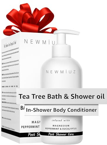 New Miuz Magnesium inShower Body Conditioner Soft Skin Post Shower Care Moisturizer for Body Legs Bath Oil Sore Muscles Recovery Peppermint Eucalyptus Tea Tree Spa Gift