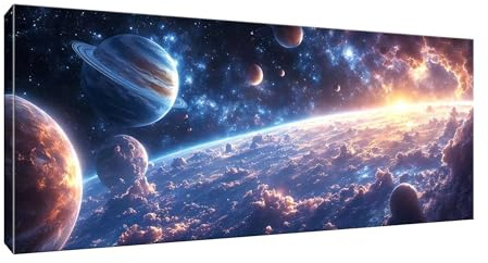 Malen Nach Zahlen Erwachsene xxl, Paint by Numbers Malen Nach Zahlen Universum Galaxie, DIY Geschenk Art mit Pinseln und Acrylfarben Handgemalt Ölgemälde für Home Décor, Ohne Rahmen 80x160cm W-448