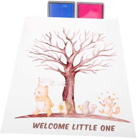 ULDIGI Gästebuch Für Babyparty Mit Fingerabdruck-baumschild Geschlechtsenthüllung Partydeko Interaktives Andenken Für Dusche Und Geburtstage