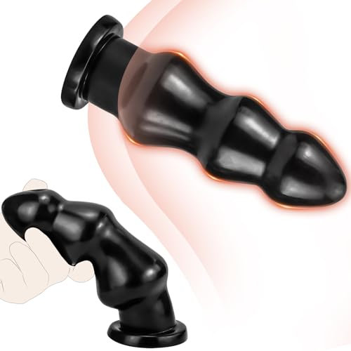 BDSMAGE Large Butt Plug Anal Plug 8.66 Inch with Suction Cup, Anal Expander Hands-Free Anal Massage Beads Erotic Sex Toy for Women Men Couples (Black)