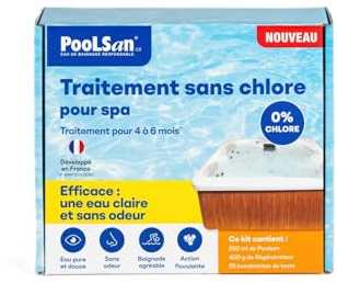 BSI - PooLSan - Spécial Spa - Solution sans Chlore - pour Une Désinfection Totale - Jusqu'à 4 A 6 Mois - Elaboré en Europe