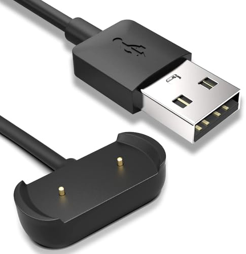 Vinmooog Chargeur montre compatible avec Amazfit GTR 2, Bip U, GTR 2e, GTS 2/2e, GTS2, GTR Mini, GTS4 Mini, T-REX Pro (ne s'applique pas à T-REX), Pop Pro, Zepp E - Câble de 1M, Noir