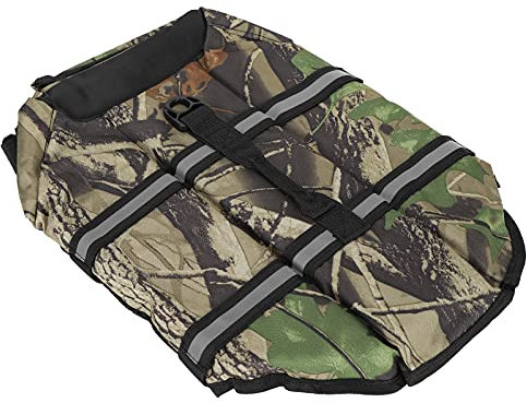Zoeyilan Hundeschwimmweste, Pet Saver Schwimm-Sicherheitsbadeanzug, verstellbare Camo-Hundeschwimmweste mit stabilem Rettungsgriff zum Schwimmen, Bootfahren (M)