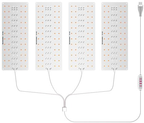OPPWONG Plant Lights For Indoor Growing, Full Spectrum Grow Lights For Under Cabinet Plant Grow Light Strip Plant Lights 8H 12H 16H Timing USB 5V Grow Lamp For Plants Growing (4 Head)