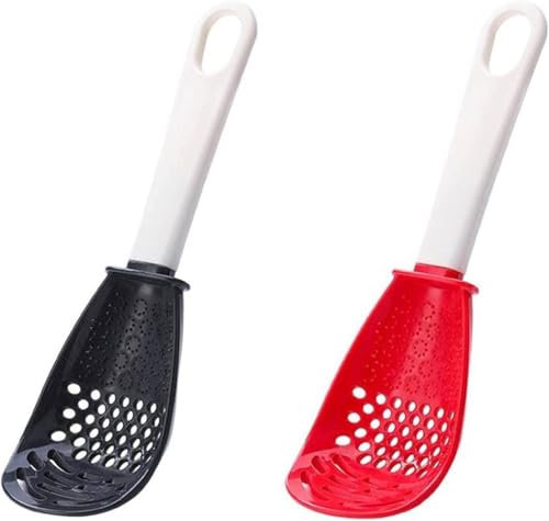Espumadera Colador 2 Uds Coladores Coladores De Alimentos Cuchara De Cocina Multifuncional Resistente Al Calor Agujero Colgante Patata Ajo Prensa Colador Cuchara Colador De Cocina(Black-2pcs)