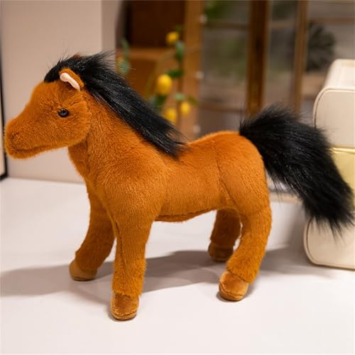 champracer Pferd Kuscheltier, Simulation Pferd Plüschtiere, süßes Kuscheltier Pferd, Spielzeug Pferd, plüschpferd, Geschenk für Freunde und Kinder (25 cm,Rötlichbraun)