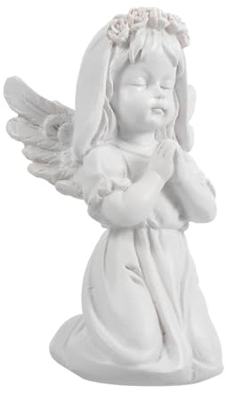 ULDIGI Statua Decorativa Angelo in Resina Bianca Vintage, Statuina di Preghiera per Arredamento Unico in Negozio di Abbigliamento o Club