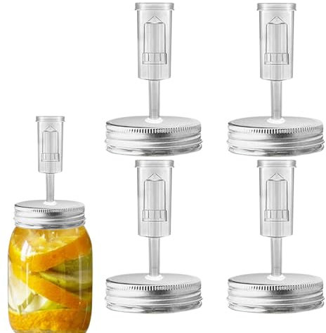 4pcs Fermentation Jar Lids, Masons Jar Fermentation Kit, Sauerkraut Jar Fermenting Jar Lids For 70mm Wide Mouth (Jars Not Included)