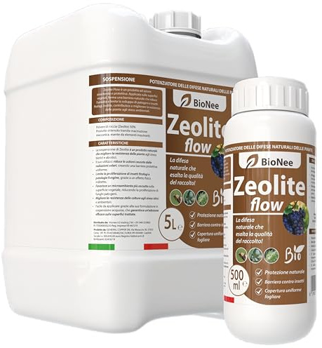 Zeolite Flow in sospensione – Corroborante Naturale per Piante – Barriera Protettiva Antifungo e Insetti – Ammesso in Agricoltura Biologica (5 L)
