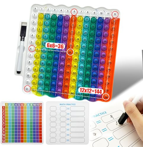 Zamety Popit Fidgetleksaker, multiplikationsbord, popit, popit för barn, pop baby med matematiska kort och raderbara pennor, pedagogiska leksaker mot stress för barn, sensorisk leksak
