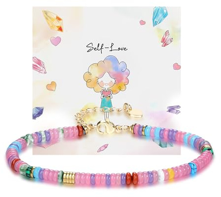 JSDDE Damen Armband Edelstein Perlenarmband für Damen Frauen Heilsteine Armband Glücksarmband Amulett Spirituelle Glücksbringer Boho Schmuck