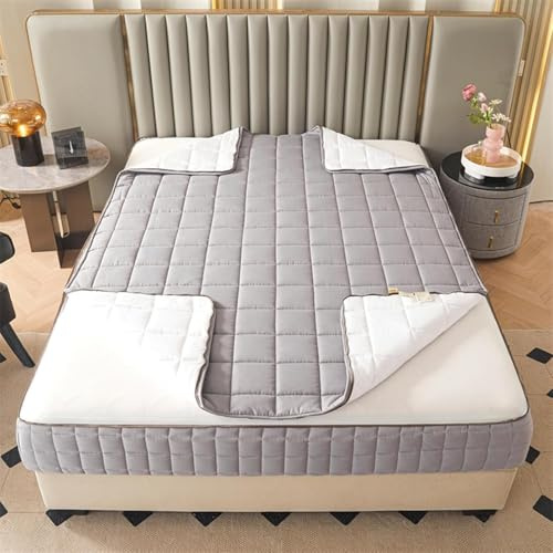 RTSFKFS Housse de Matelas Intégrale 140x190 Personnalisable Protege Matelas de Protection avec Fermeture Éclair Respirante Matelassé à Cinq Côtés Surmatelas(Gris Clair,140x190x20cm)