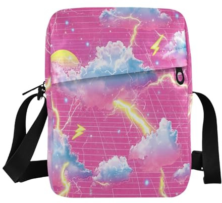 Bolso de mensajero para hombre, bolso cruzado para mujer, correa ajustable para deportes al aire libre, deportes al aire libre, estilo onda de vapor, color rojo rayo