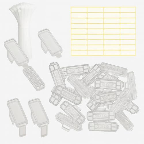 LeGeYo Etichettatura cavi – 100 box trasparenti, 1260 etichette adesive e 100 fascette, soluzione per identificare e ordinare in casa, ufficio e armadi rack