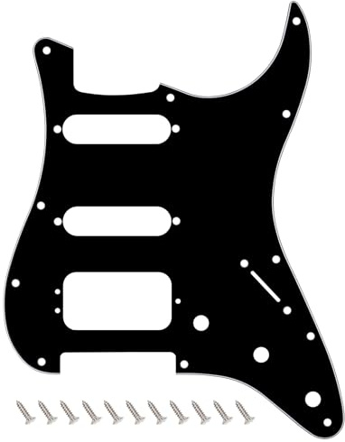 Banworks 11-Loch HSS Strat Pickguard 3-Schraubenloch Runde Ecke Humbucking Montage ST SSH Kratzplatte für USA/Mexican Fender Lonestar/Deluxe/Professional I Series Stratocaster JT/HB-23 3-lagig schwarz
