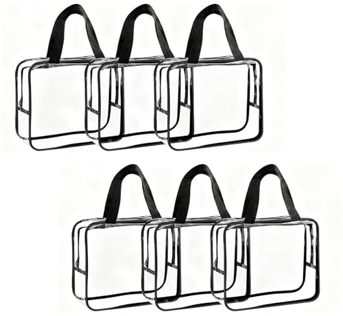 6 stycken leksaksförvaring, PVC-förvaringsfickor för leksaker, med 36 etiketter, leksaksväska arrangör med dragkedja och handtag, transparenta toalettväskor, för byggstenar, böcker
