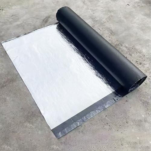 Generico Larghezza 30cm Tetto Guaina Bituminosa Ardesiata, 1.5mm Autoadesivo Nastro Sigillante di Butilico, Rotolo Patch di Alluminio Impermeabile per Esterno Riparazione Perdite Tetto(50cmx300cm)