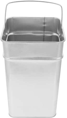 Veemoon Cubo de Basura Metálico Exterior de Acero Inoxidable 31X20X20 CM Contenedor Multiusos para Jardín y Baño Resistente Corrosión y Portátil Asa para Uso Diario