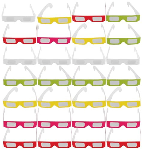 SHINEOFI 30 Stück 3D Papierbrillen für Bunte Feuerwerks 3D Brillen mit Regenbogen Effekt Leichte Party und Festivalbrillen als Gastgeschenke