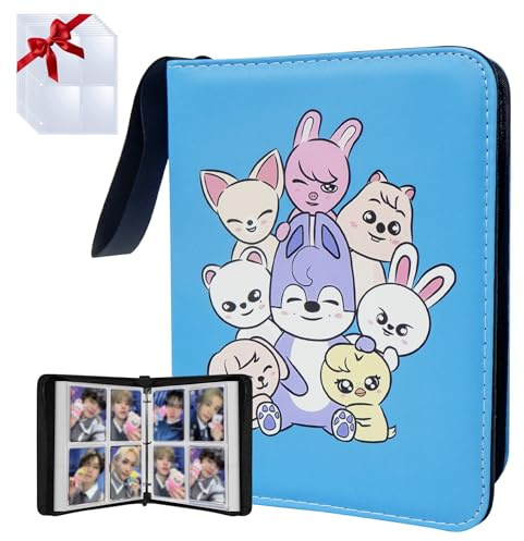 400-Fächer Stray Photocard Binder,K-Pop Fotokartenmappe,Wasserdichtes PU | 50 Beidseitig Nutzbare Herausnehmbare Hüllen,Säure und PVC-Freie Seiten für TCG-Karten,Sammler, Kinder und Fans