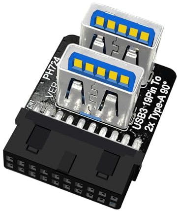 ZUJIABAO Adaptador USB 3.0 de 19 pines a doble puerto hembra, fácil instalación y conexión rápida para múltiples dispositivos, concentrador de doble puerto