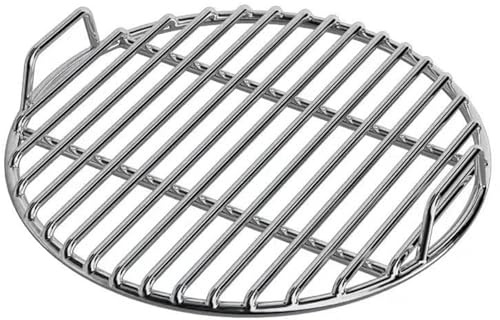 Wilafury Parrilla de Acero Inoxidable, Repuesto de Parrilla Redonda Extra Gruesa con Mango para ahumador de carbón, fogata, Picnic y Cocina al Aire Libre (38 cm/15 Pulgadas)