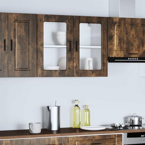 Lumanois Armario de Pared para Cocina Puerta Cristal Porto Roble Ahumado,Mobiliario,Armarios y Almacenamiento,Armarios de Cocina,19.15kg-854092