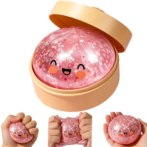 Dumpling Squishy Glitter, 2026 Dumpling Squishies with Steamer Box, Decompression Dough, Antistressball Spielzeug Fidget for Adults