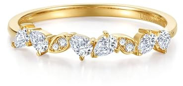 FANCIME 0.3 CTTW Lab-Grown Diamant Bandring Damen, Solide 14 Karat 585 echt Gelb Gold Timeless Ringe Verlobungsring Hochzeit Eheringe Valentinstag Schmuck für Damen Frauen Sie (D-E Farbe, VS Clarity)