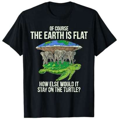 Flat Earth Society T Shirt Turtle Elephants Men Women Gift T-Shirt