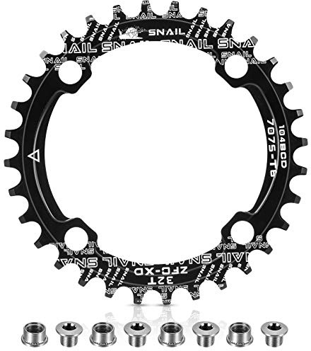 Plateau 104 BCD 32T 34T 36T 38T étroit Large avec 4 boulons de pignon pour vélos de Route, VTT, BMX MTB (Noir, 38T)