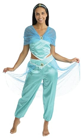 P'TIT CLOWN - 66503 - Déguisement Femme Princesse Orientale - Costume pour Adulte - Parfait pour Carnaval, Fêtes Costumées et Évènements à Thème - Polyester - Bleu - Taille L/XL