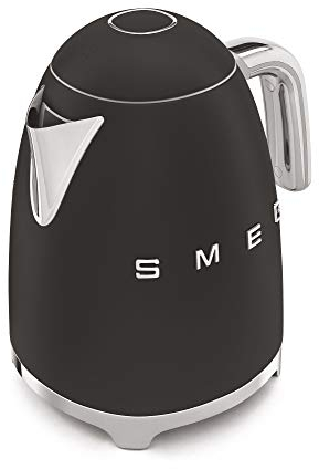 Smeg, Bollitore Elettrico KLF03BLMEU 1,7 L, Filtro Anticalcare Lavabile, Autospegnimento di Sicurezza, Indicatore Livello di Acqua, Base Antiscivolo e Avvolgicavo Integrato, Potenza 2400W, Nero