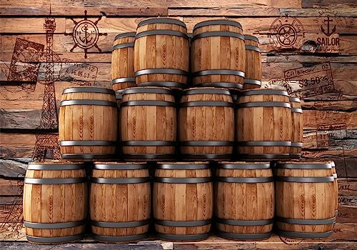 Wesmilewallpaper Papier Peint Panoramique 3D Papiers Peints Intissé Tonneau De Vin De Planche De Bois Géométrique Vintage Tapisserie Murales Papier Peint Poster 350x245cm